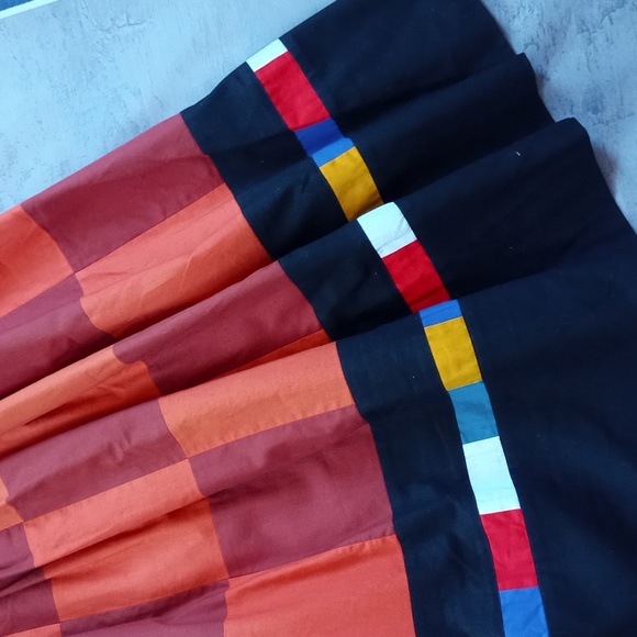 Vintage Michel Harcourt Paris Women's Skirt Orange Block Pattern - Picture 6 of 11